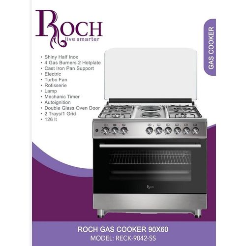 Cooker 60×90 4G+2E – 6 Burner Standing Cooker with Electric Oven