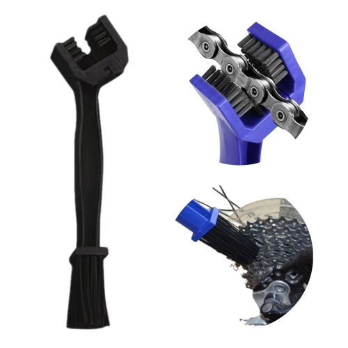 3-Sided Chain Cleaning Brush for Bicycle & Motorcycle Crankset Maintenance Tool BLACK Quad Bike Dirt ATV Motorbike Tooth Wheel Washer Brake Disk Scrub Tooth Drivetrain Three