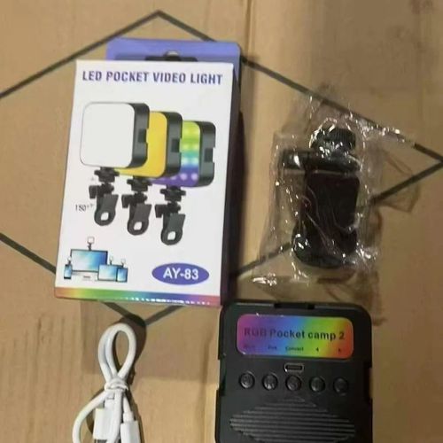 AY-83 RGB Mini LED Video Light Portable Photography Lighting Kit for Smartphone Camera and Content Creation