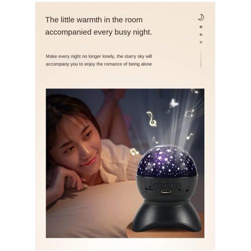 Sound Bluetooth Speaker Star Projector sky Colorful Light,- Black
