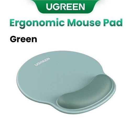Ugreen- Ergonomic Mouse Pad with Wrist Rest Support, Slow Rebound Memory Foam Mouse Mat, Typing Pain Relief, Desk Pad with Easy Gliding Surface and Non-Slip PU Base for Gaming, Working, Green