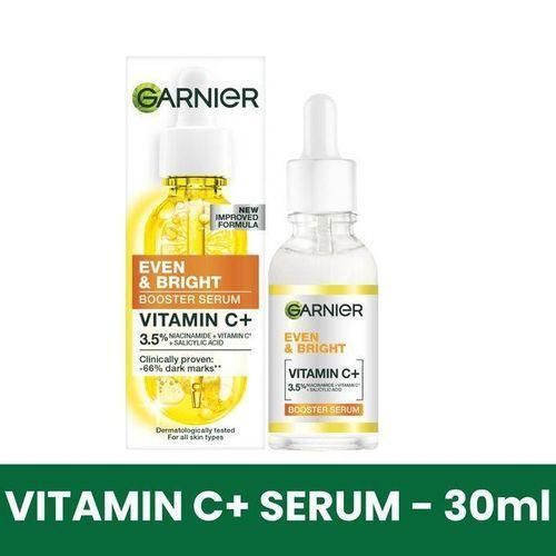 Garnier Even Bright Vitamin C Booster SerumFades Dark Marks 100x Stronger than Vitamin C Evens Skin Tone with Vitamin C Activating BHA Niacinamide - 30ml