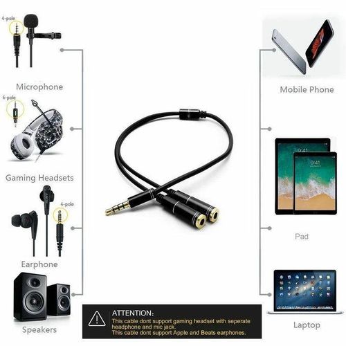 35mm Male to 2 Female Audio Y Splitter Headphone Cable Stereo AUX Jack Adapter