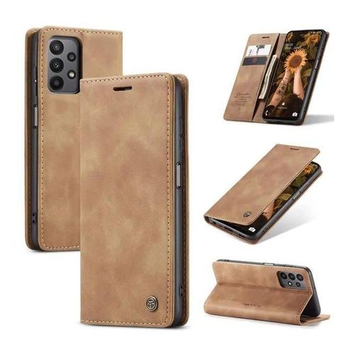Brown Soft Leather Wallet Flip Cover Case for Samsung Galaxy A23
