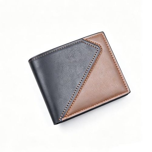 Premium Mens Bifold Wallet Multi Card Holder PU Leather with Zipper Coin Pocket - Black