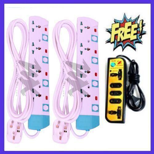 Power King Double 4 Way 13A Plug Power Extension Socket With With Switch And Fuse. Heavy Duty.+ Black Extention