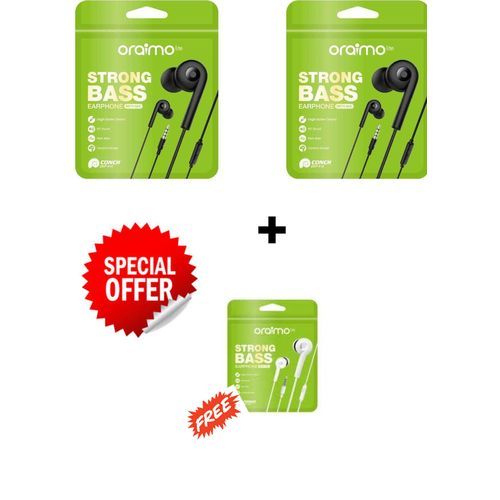 2 Black Strong Bass HD Sound Earphone 1 White