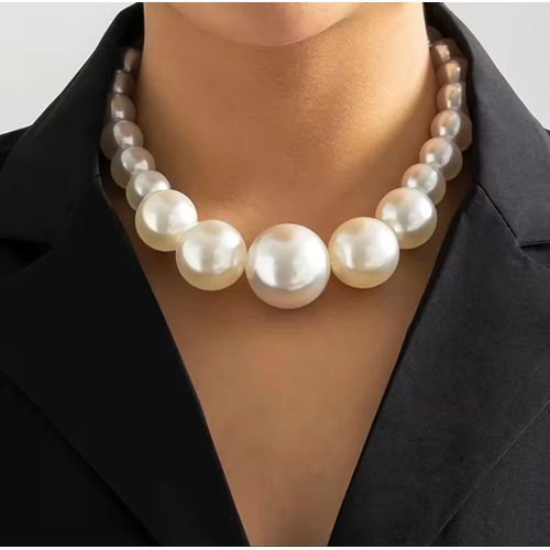 White bold statement pearly necklace