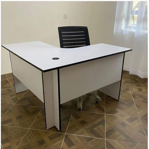 High QualityWhiteL-Shaped Office Desk Spacious Design in Elegant 12 M whiteFinish