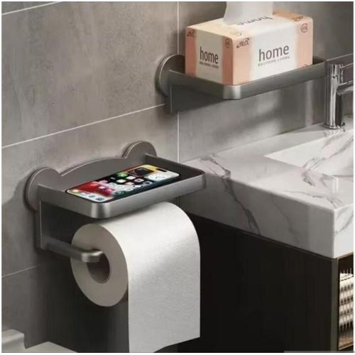 Self Adhesive Toilet Paper Holder with Phone Shelf For Bathroom