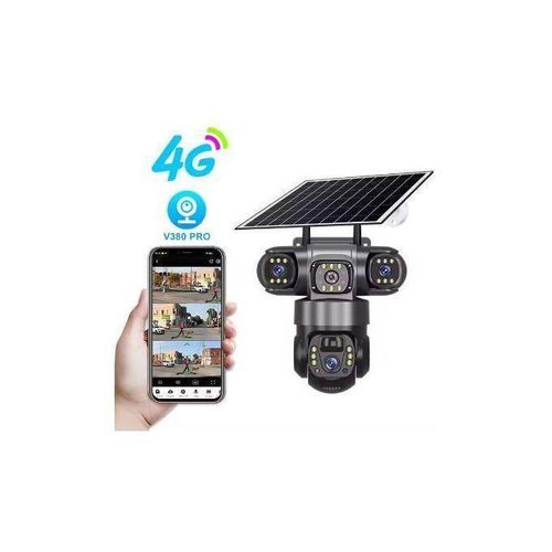 Solar Light V380 Solar Powered 6MP Security CCTV Wireless LTE 4G PTZ Camera Smart 3 Lens and 3 Screen Solar Camera