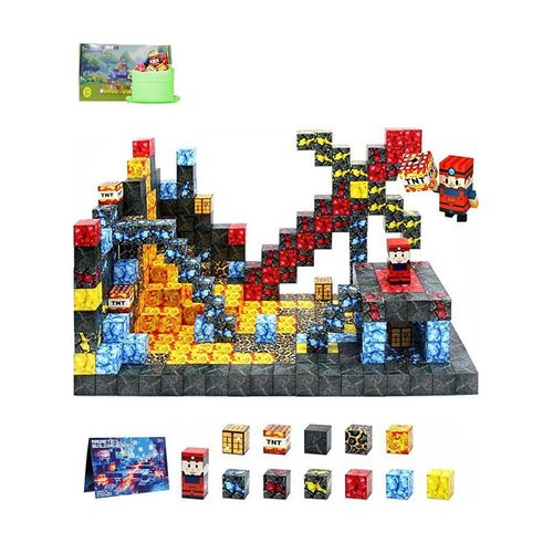 108 PCS Magnetic Cube Building Blocks - 3D Magnetic Tiles Pixel Blocks for Kids - STEM Educational DIY Construction Toy - Minecraft-Style Creative Bricks Gift for Boys & Girls
