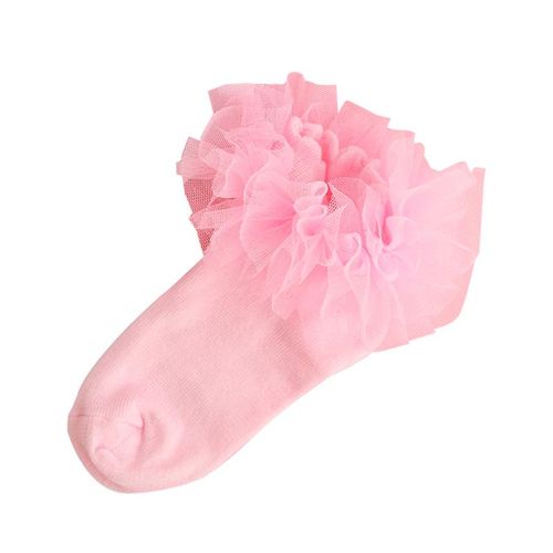 Pink Flounces Cotton Socks Girl Children Socks Baby Socks Big Petals Princess Socks White Dance Socks6-8 Years