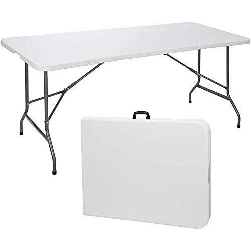 Folding Table 6ft 1.8M Heavy Duty Indoor Outdoor Garden Catering Foldable Tables For Camping BBQ Picnic Dinner Party (White