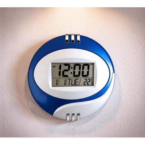 Sleek LCD Calendar Display Digital Table and Wall Mount Clock with Daily Alarm for Desk