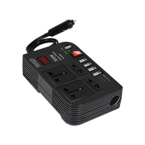300W Car Inverter: Fast Charge On The Go DC 12V To AC 220V, 4 USB Ports, 2 Universal Sockets, LED Display. Universal Car Laptop Charger With Extra Fuse. Stay Powered Anywhere