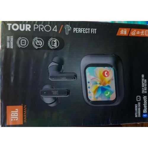 JBL Tour Pro 4 TWS Earbuds With True Adaptive Noise Cancelling, Smart Display Charging Case & 6-Mic Calls