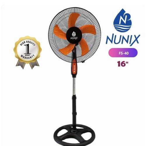 FS-40 Nunix-16" Standing Fan – Powerful Airflow, 3-Speed Control, Wide Oscillation, Durable Motor, Quiet Operation, Adjustable Height, Easy Assembly, Energy Efficient Cooling for Home and Office