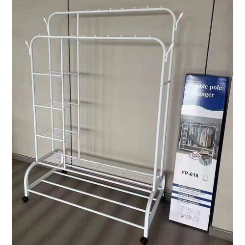 Multifunctional Clothes Rack with Side Storage Shelves