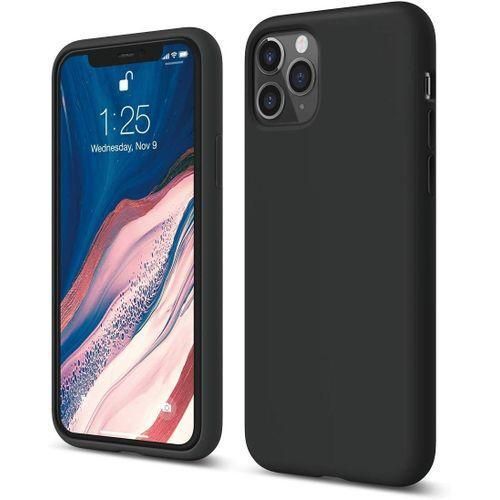 iPhone 11 Pro Max Black Slim Liquid Silicone 3 Layers Full Covered Soft Gel Rubber