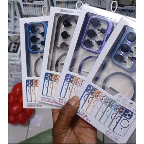 Premium Magnetic Case with Camera Lens Protection Kickstand and MagSafe Compatibility Clear Acrylic TPU Hybrid Cover for Galaxy S25 Ultra Stylish Purplish Lavender Edition