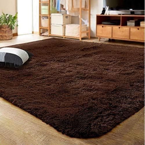 Quality Soft Fluffy Chocolate Plain Carpets Non-slip Rugs Floor Mat-3x6/Bedside,5x8 ,7x8 and 7x10 sizes
