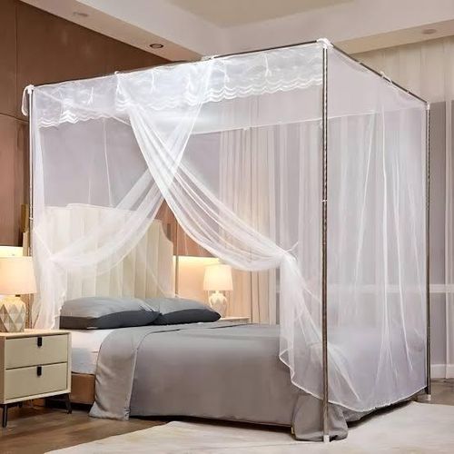 White 6*6 4-Stand Stainless steel Square Mosquito Net – Elegant Design