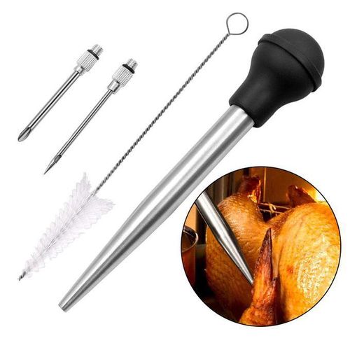 Stainless Turkey Baster Silicone Bulb Marinade Injector