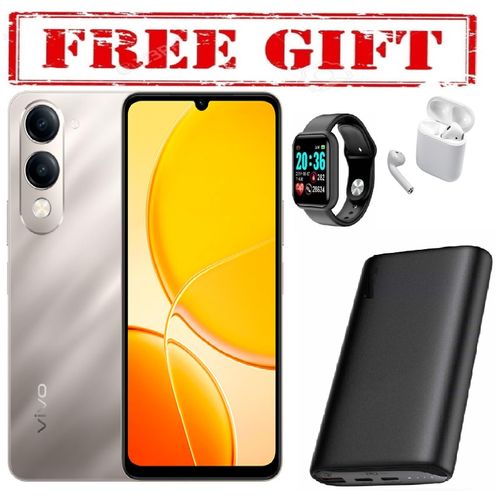 Y04 674 64GB ROM 4GB RAM Upto 8GB RAM 5500mAh Dual Sim 13MP COMES WITH FREE GIFTS AIRPODS SMART WATCH POWERBANK FOR YOU Gold
