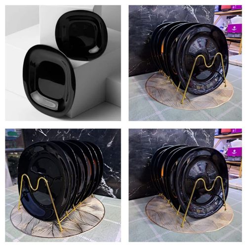 6PC 10.5" Black Square Dinner Plate – Elegant Tableware for Home & Dining