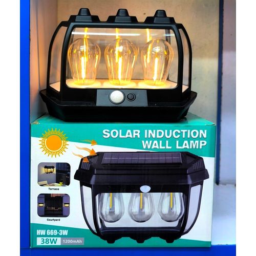 Solar Induction Wall Lamp HW 669-3W 38W Triple Bulbs, 1200mAh, Motion Sensor Outdoor Light
