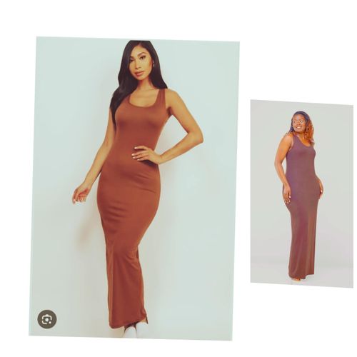 Elegant Ladies Maxi Elegant Bodycon Cotton Dress Vest Dress Light - Brown