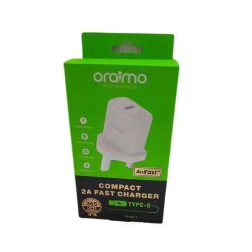 Oraimo Compact 2A White Type C Fast Charger And USB Cable