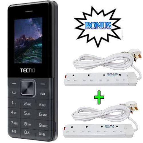 Tecno T301 2/Dual Sim,Button/KABAMBE/KATULULU/MULIKA MWIZI + Free 2 Pieces 4 Way Power Extension Cable