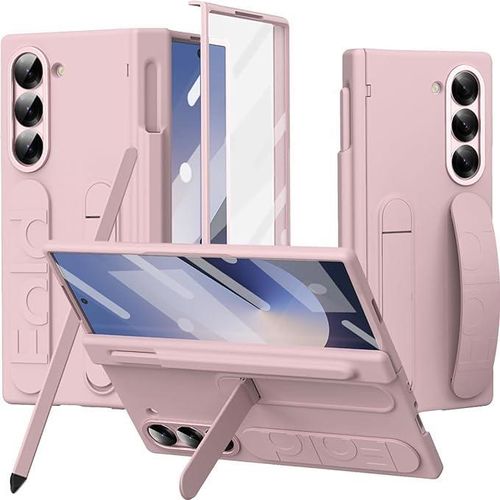 for Samsung Galaxy Z Fold 7 Phone cover with S Pen Holder StylusCute Kickstand for Samsung Z Fold 7 Finger Holder CoverHinge Screen Protector Cover Galaxy Z Fold 7 Cover Pen Women Pink