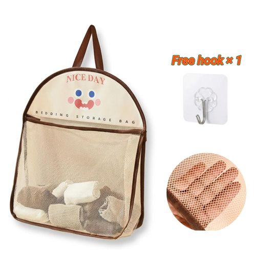 Large-Capacity Hanging Mesh Storage Bag with Hook, Travel Storage Pouches for Bras, Panties, Socks — Mesh Fabric with Zipper, Suitable for Closet, Bedside, or Dormitory Use.