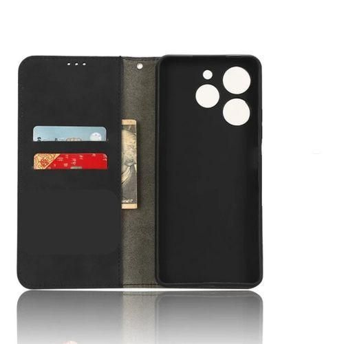 Infinix Hot 40i Case, Wallet Black Retro Leather All-Round Protection Flip Cover Phone Cover