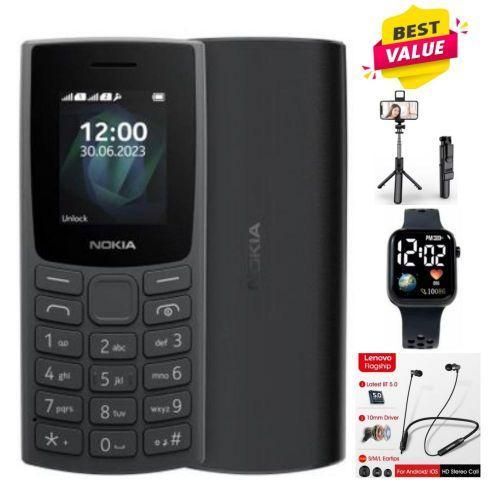 Nokia 105 hmd 1.77" Dual SIM- Black + Watch+Neckband+ R1s Selfie tripod
