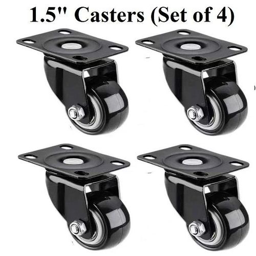 1.5inch Black Swivel Casters With Polyurethane Wheel And Without Lock (Set Of 4Pieces)