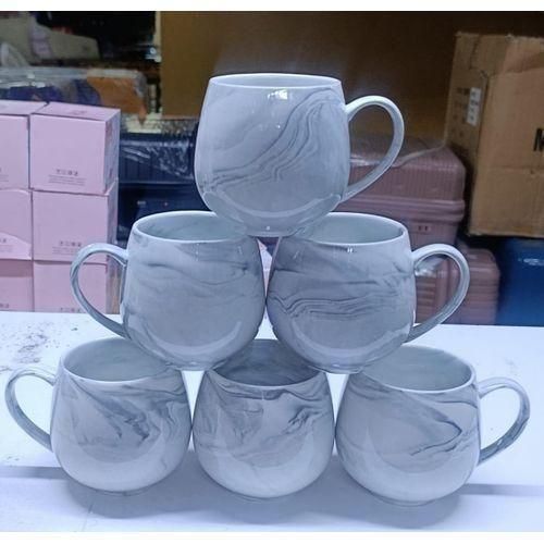6pcs Marble Ceramic Mugs Pot Shape Coffee and Tea Cups Set