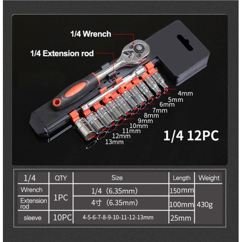 12pcs CR-V Ratchet Wrench Set Car Repair Tool Kit