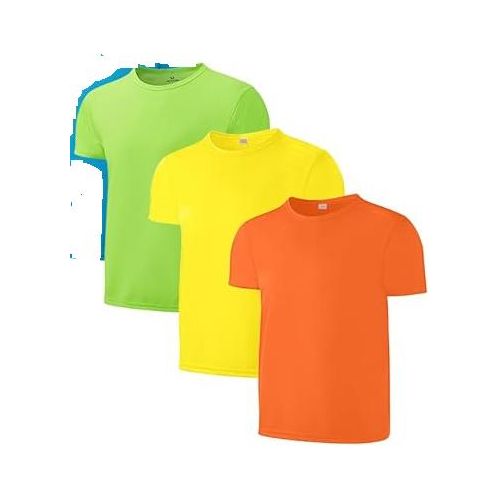 3 color Pack Unisex Youth Kids Mesh Athletic Quick Dri-Fit T Shirts Short Sleeve Moisture breathable Wicking Tee Shirts in Black, Grey, LT Green, Navy, Pink, Red, Royal Blue, WhiteActive Tops (Age 4-12)