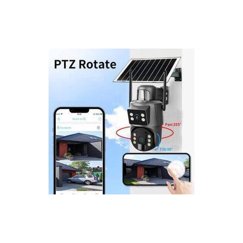6MP Dual Lens 4G Solar Powered PTZ Security Camera-(4K Camera Resolution, 360° Pan & Tilt, Full Color Night Vision, Rechargeable Battery & Motion Dectection)