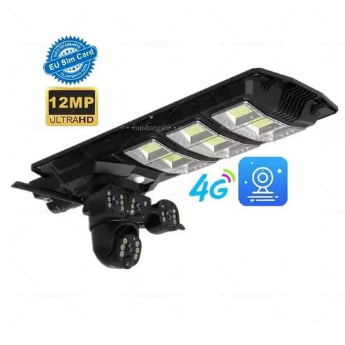 8w High Efficiency Solar Panel V380 Pro App 450W Watts Two-In-One Outdoor Security Led Solar Powered Street Light Integrated With 12MP 4G Simcard PTZ Rotating Outdoor Smart CCTV Surveillance Security Camera