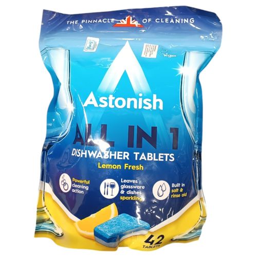 All In 1 DISHWASHER TABLETS Lemon Fresh Powerful Sparkling Built In Salt & Rinse Aid 42 Tablets jm