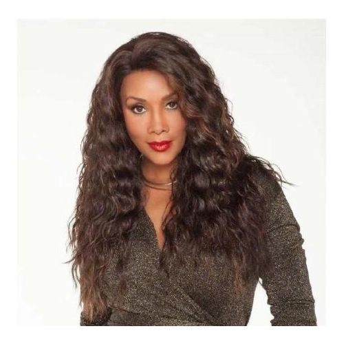 Lady Dark Brown Curly Long Hair Fashion Synthetic Wigs For Women Gift