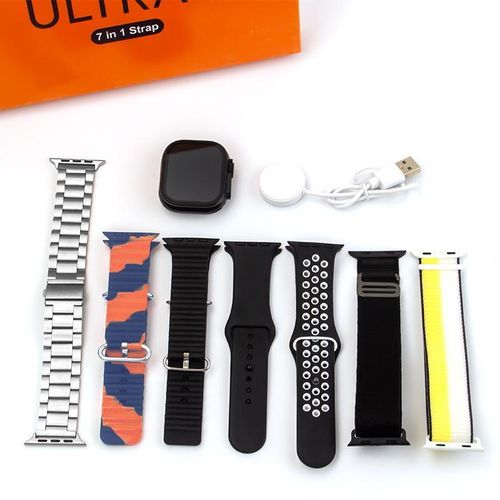 Smart watch Ultra 7 in1 Waterproof 7 Straps Men Women 49MM Bluetooth Call Heart rate Wireless Charging Fitness Bracelet Smartwatch set True screw, true buckle