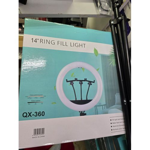 QX-360 14-Inch LED Ring Light with Adjustable Tripod Stand USB Powered Dimmable Brightness Warm Neutral Cool White for Video Recording Live Streaming