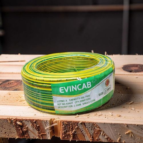 EVIN Reliable Yellow Green 2.5mm Single Core Solid Copper Wire with Thick PVC Electrical Wiring Cable