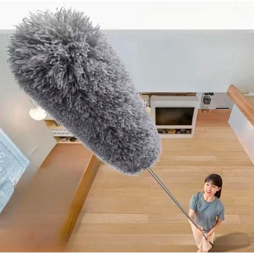 Microfiber Duster Extra Long Telescopic Pole Scratch-Resistant Cover,Bendable,Washable,Hypoallergenic,Lint Free Feather Dusters for Cleaning Roof,Ceiling Fan,Blinds,Cobwebs,Baseboards